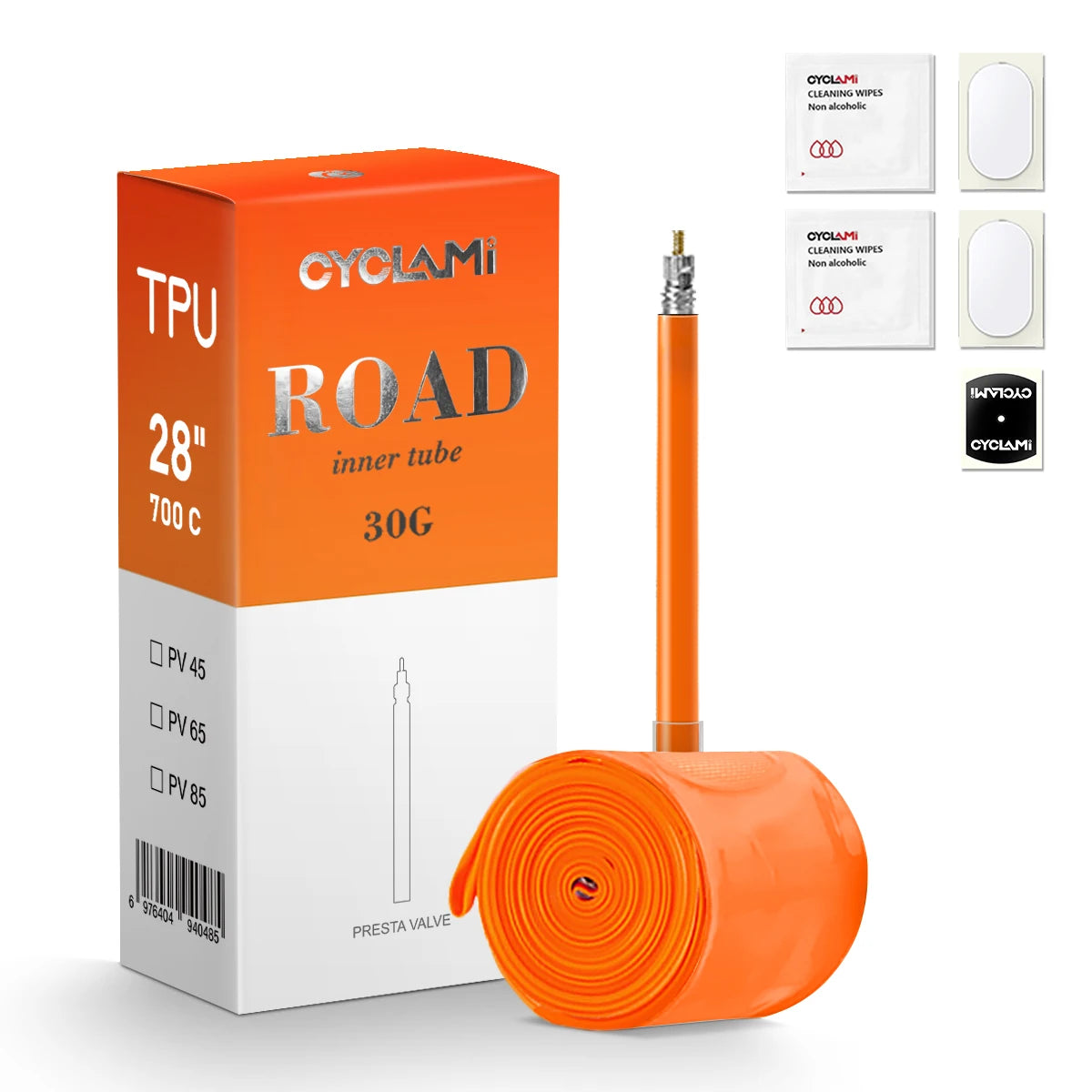 CYCLAMI Ultralight Bicycle Inner Tube 30g Road Bike TPU Tube  45/65/85mm Length French Valve 700C Super Light Inner Tube