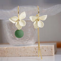 12 Styles Elegant French White Flower Asymmetric Earrings Girls Gentle Temperament Chain Tassel Earrings Fashion Jewelry Gift
