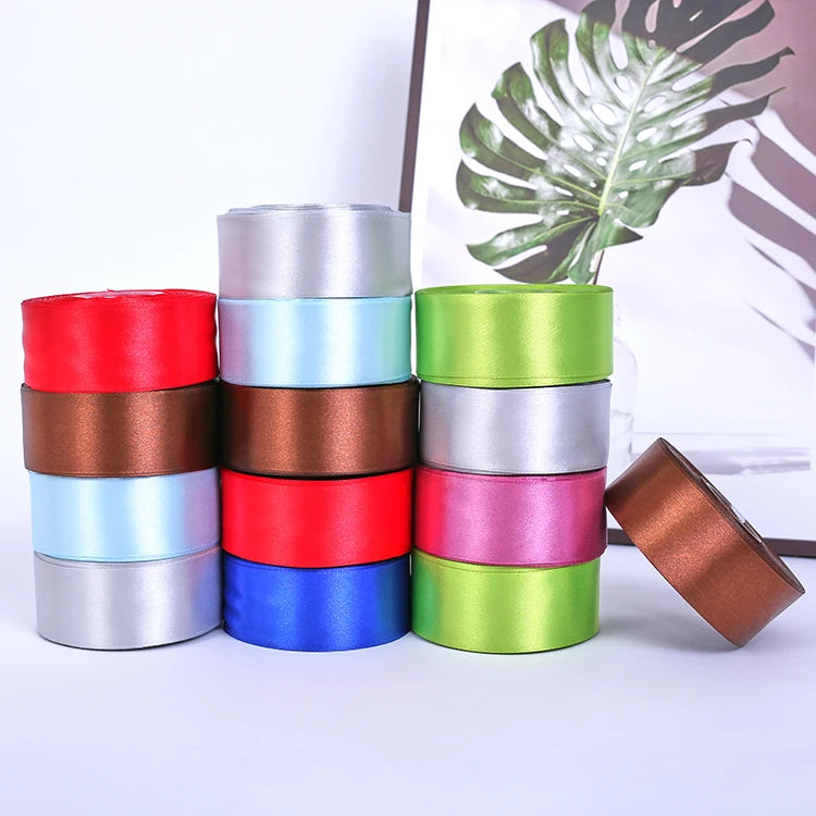 100% Polyester Satin 4cm Single Face Decorative Wrapping Gift Ribbon Glitter Printed for Home Decor