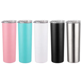 Custom Stainless Steel Straight Cup Double Wall Vacuum Insulated Bottle Coffee Mug White 20oz Shinny Blank Sublimation Tumbler