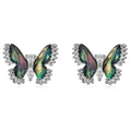 High-End Original Design Aurora Dazzling Deep Sea Abalone Shell Bright Zircon Butterfly Stud Earrings Brass Unisex