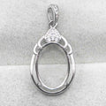 Sterling Silver 12*16mm Semi Mount Pendant Empty Frame Blank Support Setting S925 Base Holder Without Center Stone for DIY Inlay