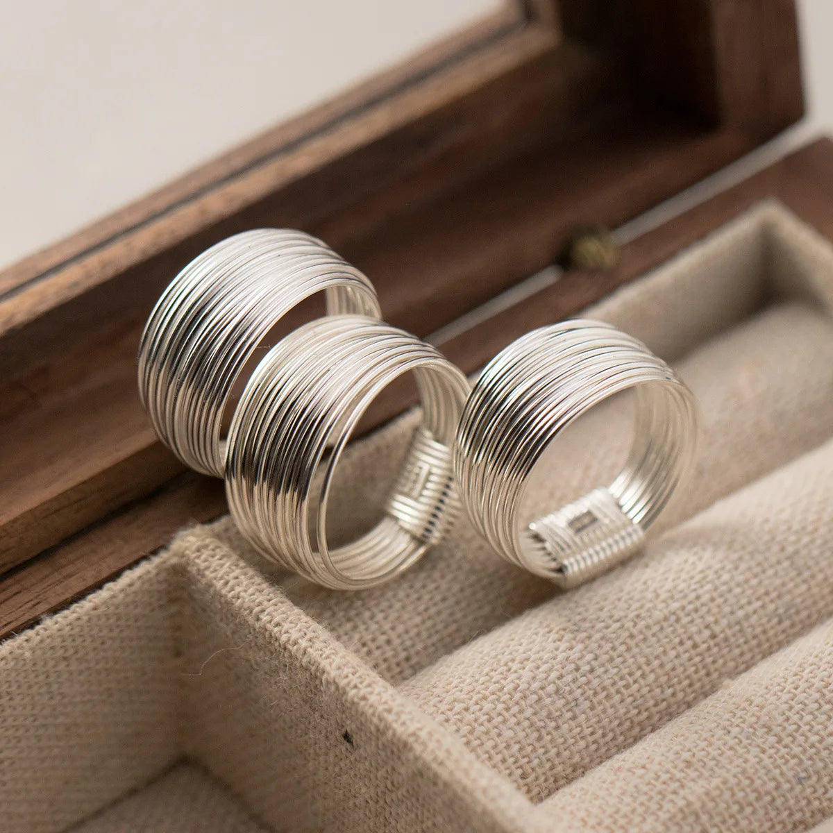 Daidan Ring Silber 925 Fashion Jewelry Multi Lines Plain Silver Multilayer Rings for Women