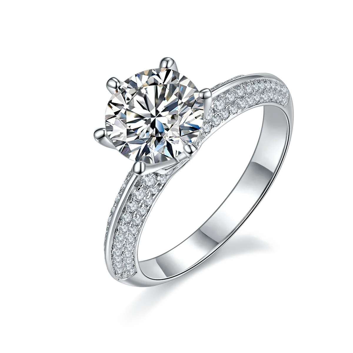 Luxury 2.0ct Engagement Diamond Ring S925 VVS D Colour White Gold Plated Moissanite Fashionable Circular Design