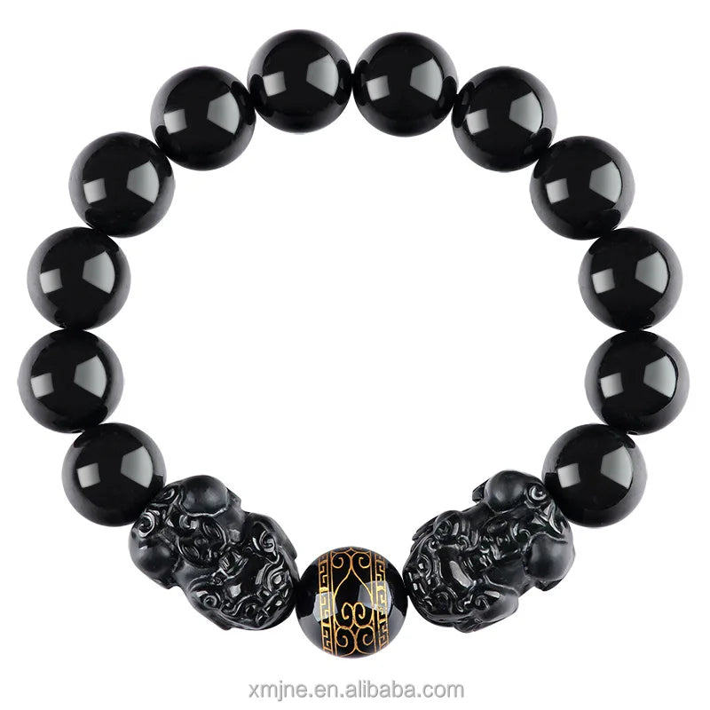 Natural Ink Green Grade a Jadeite Ink Jade Pixiu Bracelet Men's Bracelet Atmospheric High-End Women's Jade Jade Wholesale 3