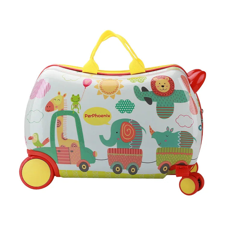 Student Kids Cute Children Travel Cartoon Luggage Boy Girl Kids Ride on Suitcase