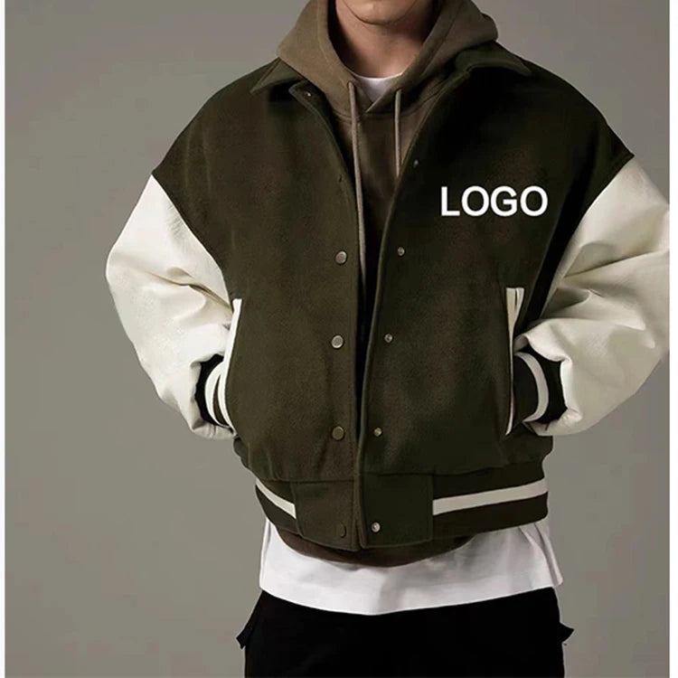 E220789 Custom Letter Patches Baseball Jacket Winter Fleece Mens Outwear Windbreaker Letterman Jacket 2026 OEM Hot Fashion Stand