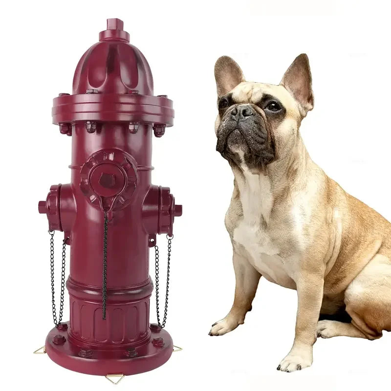 Resin Fire Hydrant Dog Ornament with Chain Detail Realistic Pet-themed Garden Decoration for Lawn and Yard