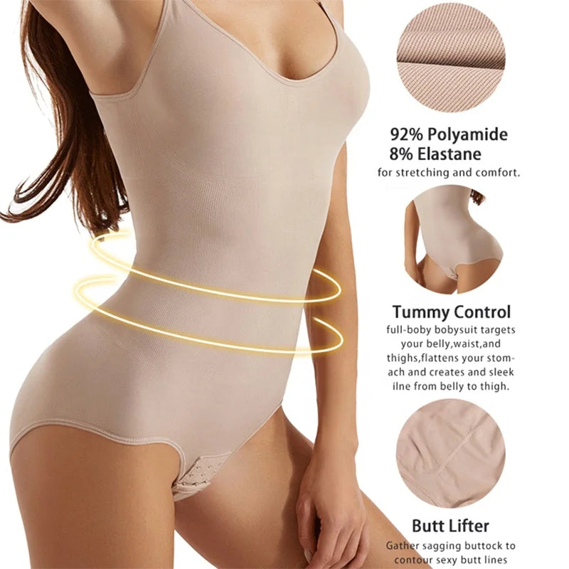 Women's Tummy Control Shapewear Bodysuit Seamless Body Shaper Open Crotch Butt Lifter Body Briefer