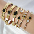 MARONEW  Enamel Stainless Steel 18k Gold Plated Zircon Bangle Bracelet Jewelry for Women Zircon Roman Numeral Bangle Armreif
