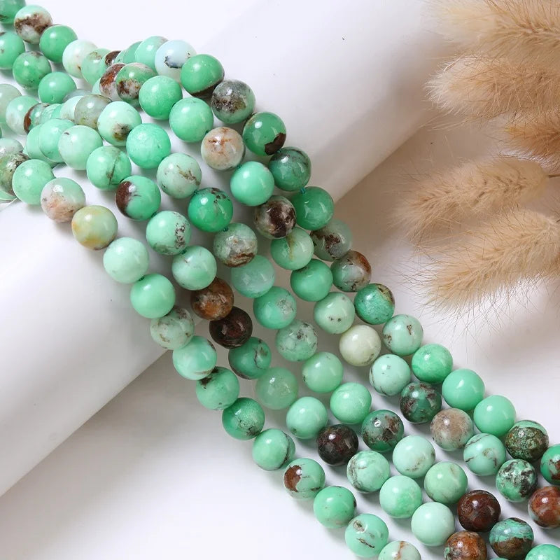 Wholesale Natural Green Opal Chrysoprase Gemstone for Jewelry Making DIY Crafts Smooth Australian Jade Loose Beads