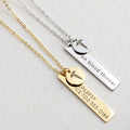 New Fashion Stainless Steel Round Letter Pendant Necklace Custom Birth Flower Vertical Bar Pendant Necklace