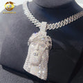 Moissanite Hip Hop Jewelry Luxury Big Heavy Jesus Head Custom Iced Out Silver 925 Baguette Diamond Pendant