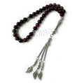 Natural Quartz Muslim Prayer Beads Dark Red Stone Gold Accessories Misbaha Subha Fashion Rosary Bracelet Tesbih Eid Gifts