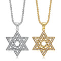 Fashion Hip Hop Stainless Steel Jewelry Charms Gothic Star of David Pendants Zirconia Necklace for Men Personalized
