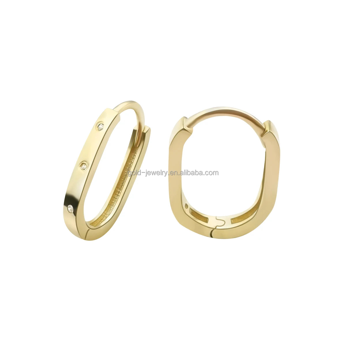 Good Quality  Pure Gold Earring 9k Real Yellow Gold CZ Stone Hoop Earring Women Jewelry Wholesale