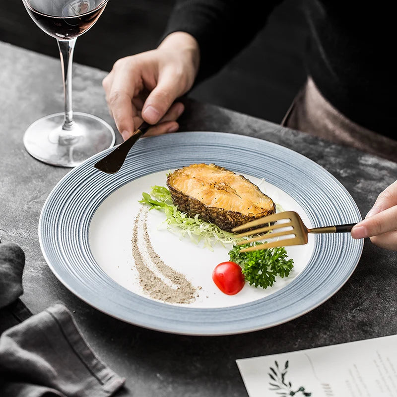 Nordic Ceramic Dinnerware Set for Home Restaurant Hotel Eco-Friendly French Meal Tableware Includes Pasta Steak Dish Plate MOQ 1