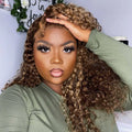 Wholesale Glueless Highlight Curly Wig 100% Brazilian Human Hair Wig Honey Blonde 26inch Water Wave Hair Wigs for Black Woman