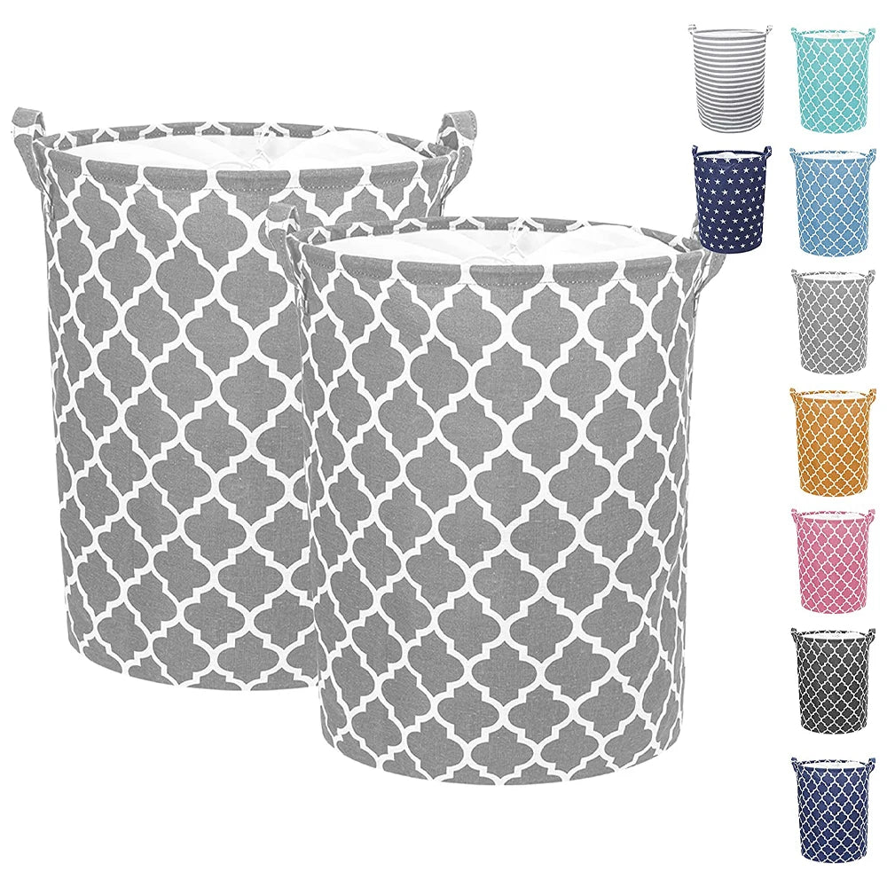 23-inch Tall (2 Pack) Extra Large Laundry Basket Storage Hamper Drawstring Waterproof Round Linen Collapsible Storage Basket