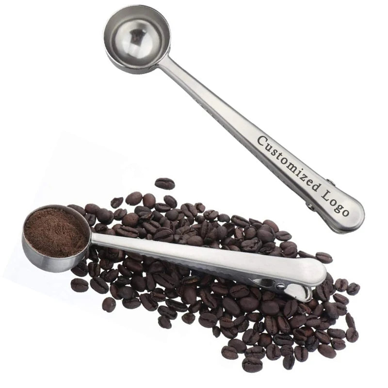 2-in-1 Stainless Steel 15ML Coffee Spoon Clip Measuring Tool with Bag Clip for Coffee Beans Metal Material