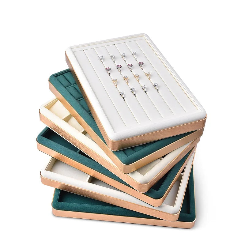 DOC New Arrival Jewellery Display Trays With Microfiber Metal Ring Necklace Earring Holder Organizer