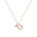 Rose Gold Plated Sterling Silver Mother's Day Double Heart Pendant Necklace