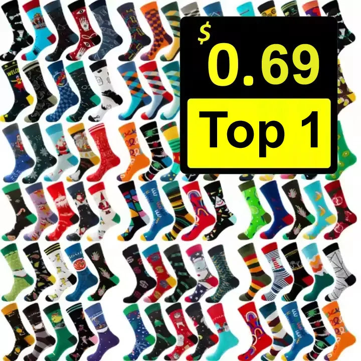 Factory Novelty Crew Christmas Stockings Custom Logo Jacquard Dress Socks Colorful Unisex Funny Happy Cotton Socks for Women Men