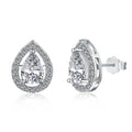Dylam Classic Design S925 Silver Rhodium Plated Waterdrop Shape Hallow Out 0.5ct 5A Cubic Zirconia Stud Earrings