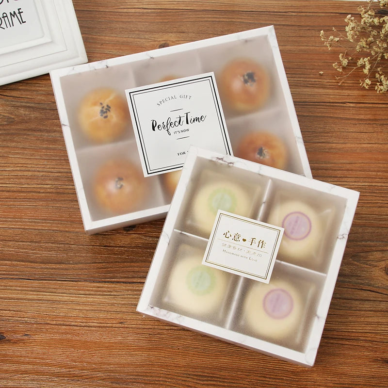 Wholesale Food Grade Bakery Cookie Marble Packaging Boxes for Pies Muffins and Pastries with Window(just Boxno Label)