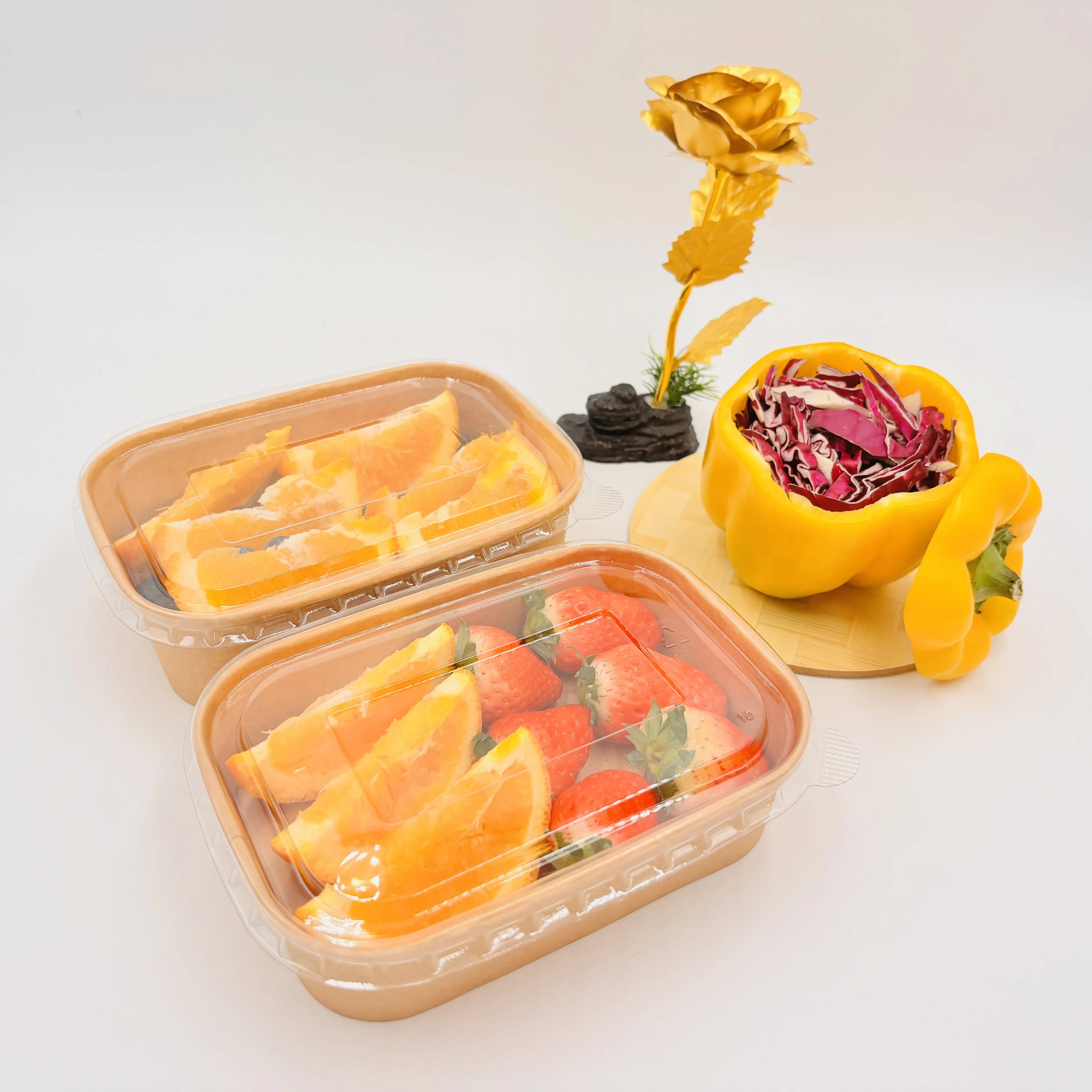 22OZ Hot Sale Custom Logo Printing Size Paper Container for Food Dinner Bento Box for Take Away with Lid in Restaurant