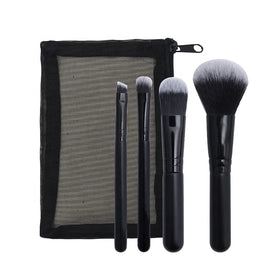 New Arrival Beauty Tool Portable Branded Custom Logo Mini 4pcs Black Travel Makeup Brush Set with Bag