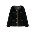 Guangzhou Auyan Woman Plush Coat of Black Pelt Lamb Wool Coat