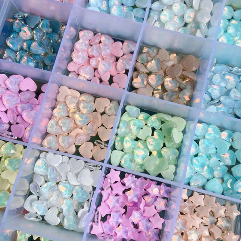 Paso Sico 10pcs/bag Summer Kawaii Candy Colors Mocca Design Shimmer Glass Nail Art Rhinestone in Bulk
