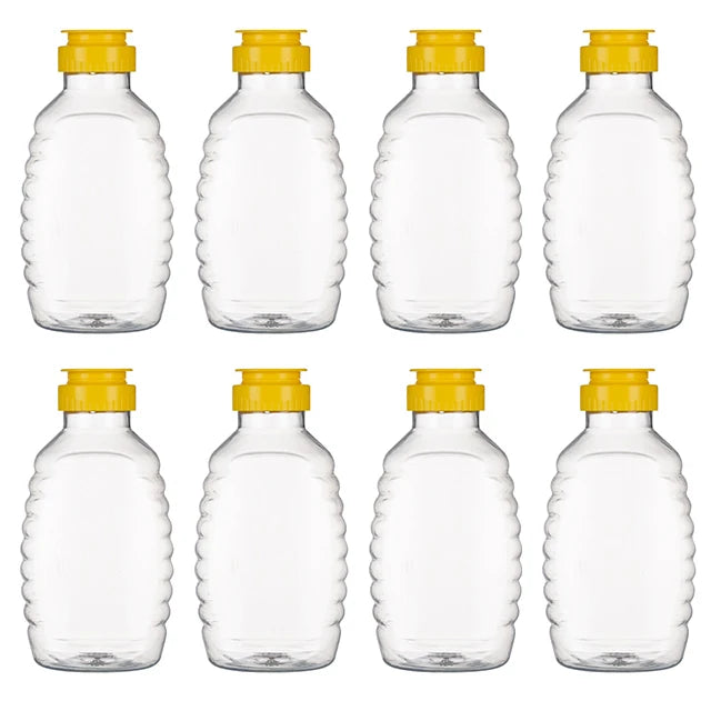 Bulk 8 Pack 16 oz clear Plastic Honey Jars 500g Hot Sauce Ketchup Honey Squeeze Packaging Bottle