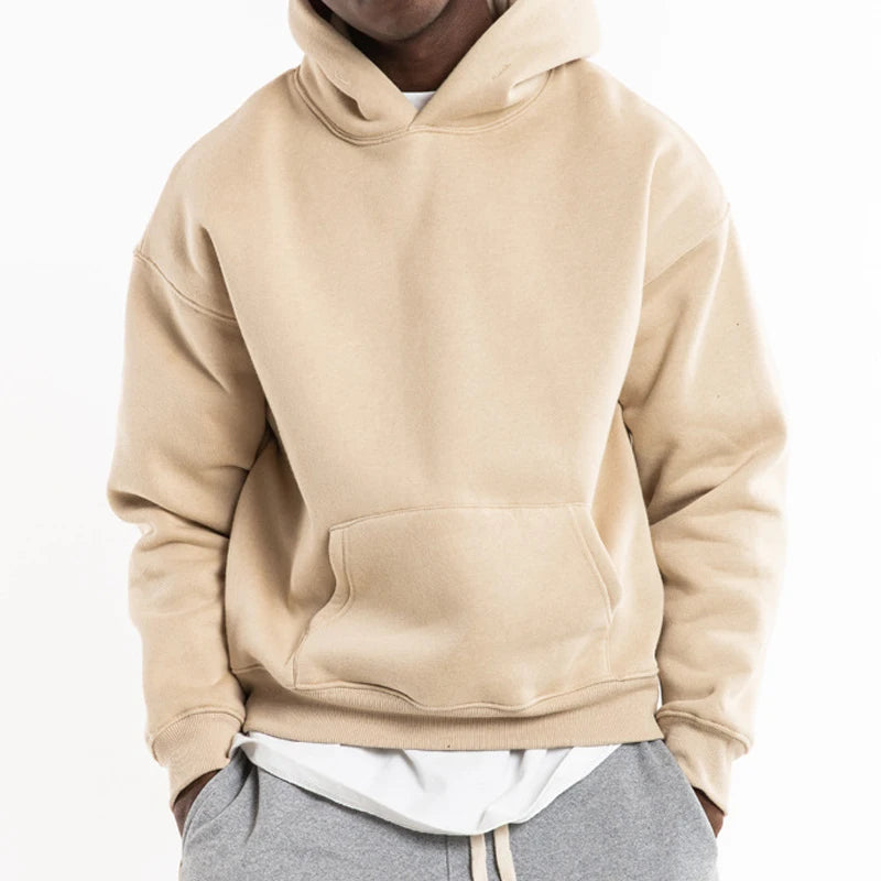 Yali Custom logo OEM Design Oversized Blank Pullover Hoodie  With Embroidery 450gsm Mens Heavyweight Pullover Hoodie