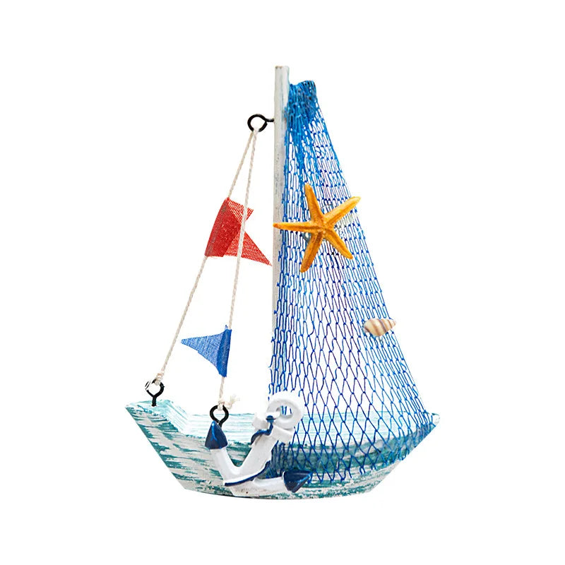 15cm Wood Sculpture Nautical Crafts Small Wooden Mediterranean Sailboat Sail Boat Ship Model Home Desk Decoration
