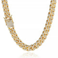 Luxury 12mm Cubic Zirconia CZ Iced out Miami Flat Cut Curb Link Cuban Chain Necklace Geometric-shaped for Anniversary or Gift