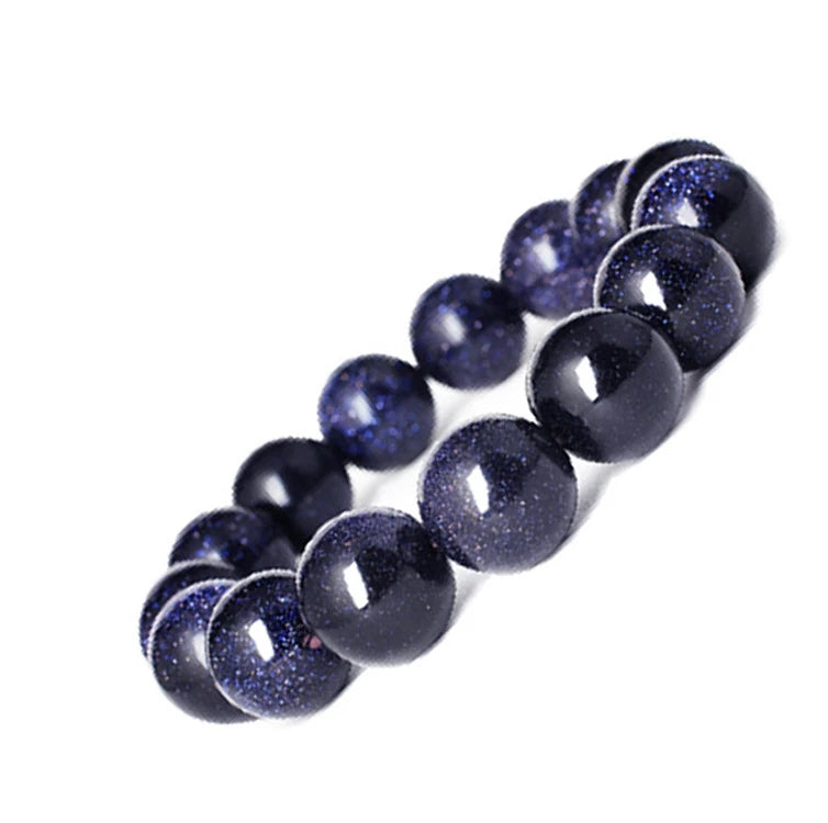 Natural Blue Sand Stone Round Bead Bracelet Yoga Bracelet Healing Gemstone Bracelet