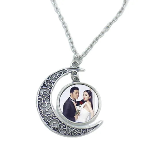 RubySub SL-16 Custom DIY Zinc Alloy Moon Necklace Sublimation Necklace Pendant Blanks