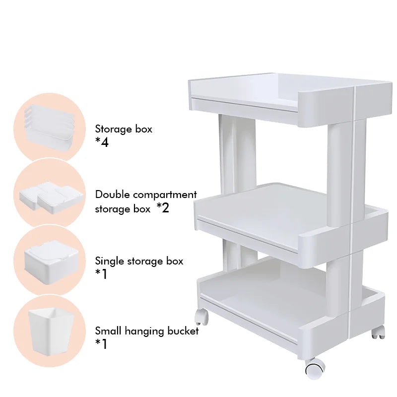 Multiple Application Salon Trolley Organizer Wheels Flexible Move Lash Tray for Eyelash Extension Beauty Use Made Plastic Sponge