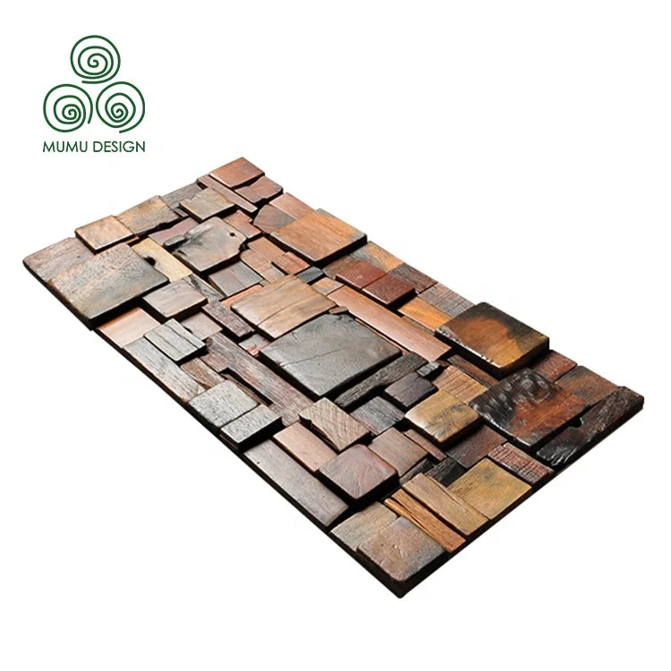 MUMU DESIGN Luxury Indoor Wainscoting Professional Fashion Atmosphere Wooden Wall Panel Wood Mosaic