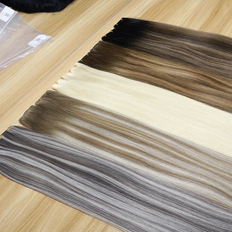 Russian Thin Invisible Hair Extensions for Double Drawn Dyed Top Grade Remy Human Hair Extensions No Return Can Be Cut