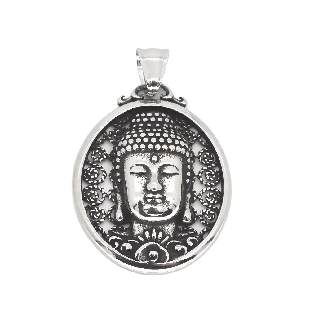 Trending Stainless Steel Hollow Buddha Pendant Men Necklace Buddha Love Spiritual Jewelry Meditation Accessories