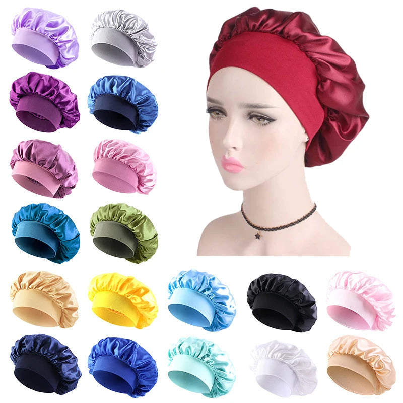 Wide Band High Elastic Sleep Cap Luxury Lady Comfortable One Size Fits Hair Loss Cap Women Soft Hair Care Headwrap Bonnet Cap