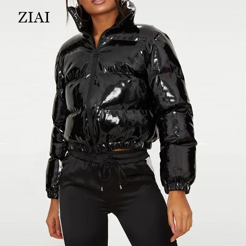 Winter Coat and Jacket Woman Colorful Fabric Bubble Coat Wholesaler pink Crop Jacket