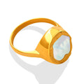 Ins Style Advanced Geometric Stainless 18K Gold Plate Shell Ring for Girls