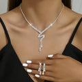 Bright Diamond Drop Wedding Elegant Designed Wholesale Necklace Earrings Set