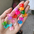 Colorful Mini Gummy Bear Resin Charm 100pcs Animal Miniatures Fairy Garden Toys Jewelry  Hair Pin Key Ring Accessories