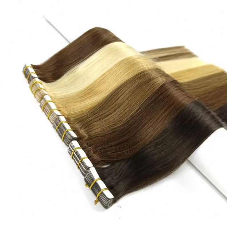 Factory Wholesale Double Machine Weft Cuticle Intact Tape Ins Remy Tape Hair in Extensions Human Hair Pvc Bag 10-30inch