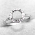 Sterling Silver 7mm/8mm/9mm/10mm Semi Mount Ring Frame Empty Blank Support Setting S925 Base Without Center Stone for Inlay DIY